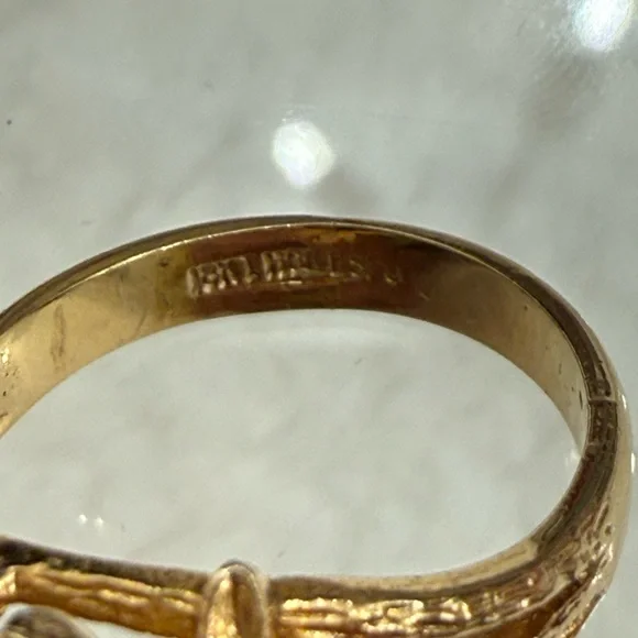 Vintage Floral Smoky Topaz Rhinestone Ring Gold Tone 18K HGE - Picture 4 of 15